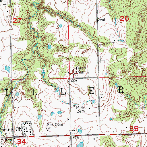 Topographic Map of Harjo Cemetery, OK