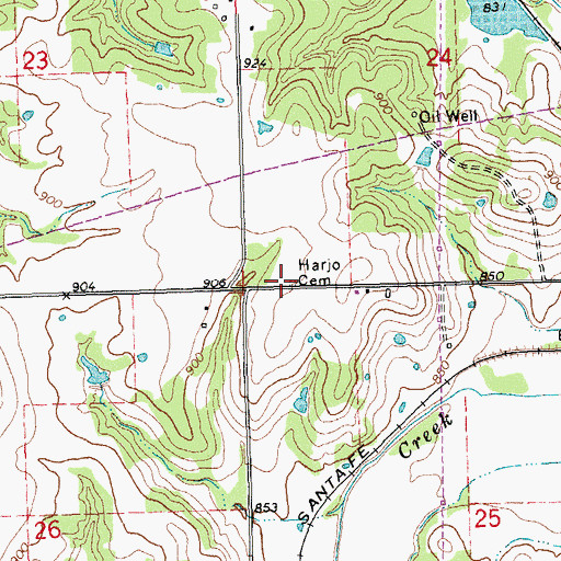 Topographic Map of Harjo Cemetery, OK