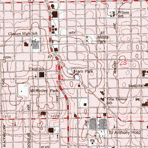 Topographic Map of Harn Park, OK