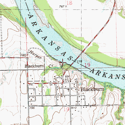 Topographic Map of Harper Creek, OK