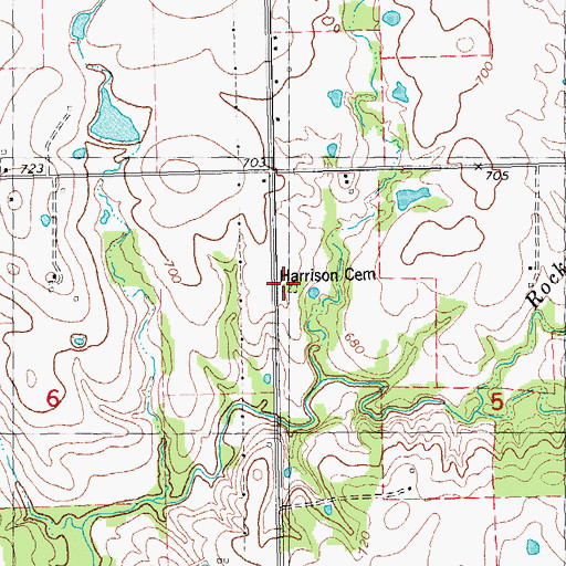 Topographic Map of Harrison Cemetery, OK
