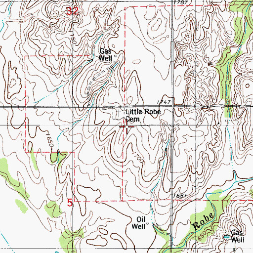 Topographic Map of Harrison Cemetery, OK