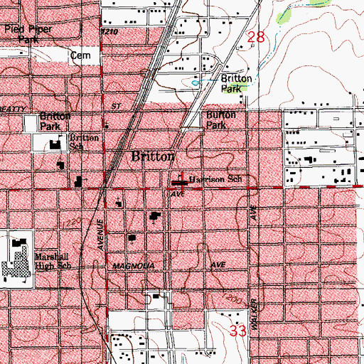 Topographic Map of Harrison School, OK