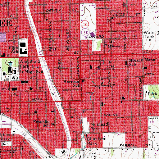 Topographic Map of Harrison School, OK