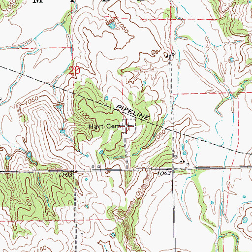 Topographic Map of Hart Cemetery, OK