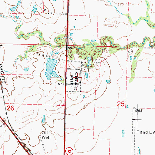 Topographic Map of Haskell Cemetery, OK