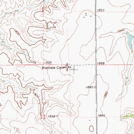 Topographic Map of Haskew Cemetery, OK