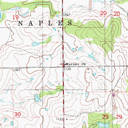 Topographic Map of Hawkins School, OK