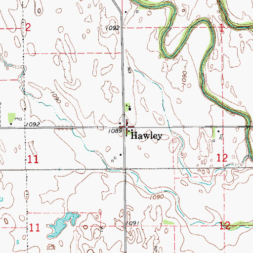 Topographic Map of Hawley, OK
