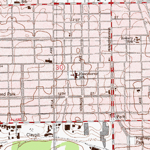 Topographic Map of Hawthorne Elementary School, OK