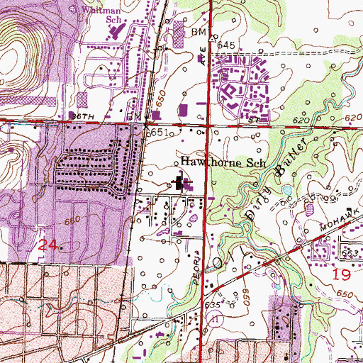 Topographic Map of Hawthorne Elementary School, OK