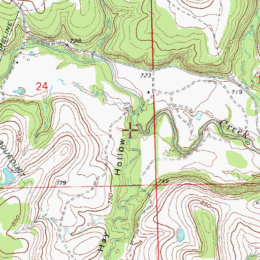 Topographic Map of Hay Hollow, OK