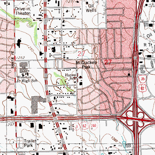 Topographic Map of Hayes School, OK