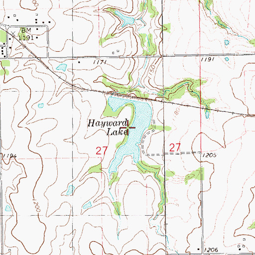 Topographic Map of Hayward Lake, OK