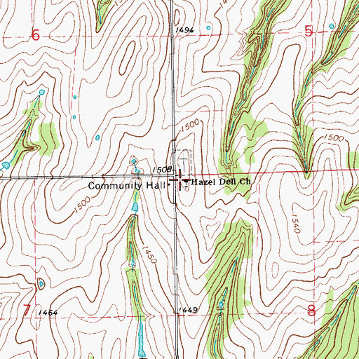 Topographic Map of Hazel Dell Church, OK