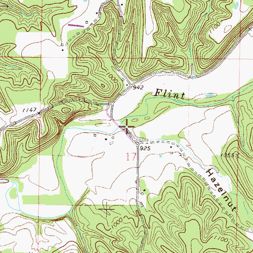 Topographic Map of Hazelnut Hollow, OK