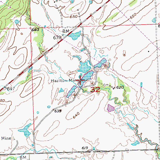Topographic Map of Hazilton Mine, OK