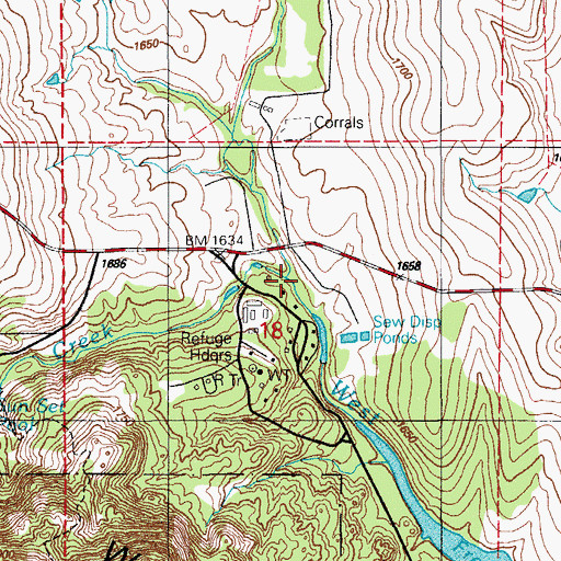 Topographic Map of Headquarters Creek, OK