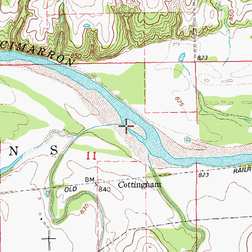 Topographic Map of Headquarters Creek, OK