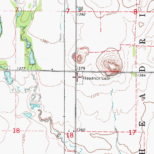 Topographic Map of Headrick Cemetery, OK