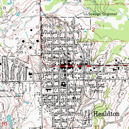 Topographic Map of Healdton, OK