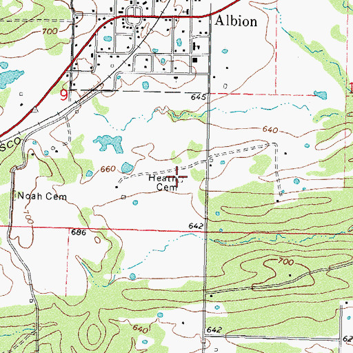 Topographic Map of Heath Cemetery, OK