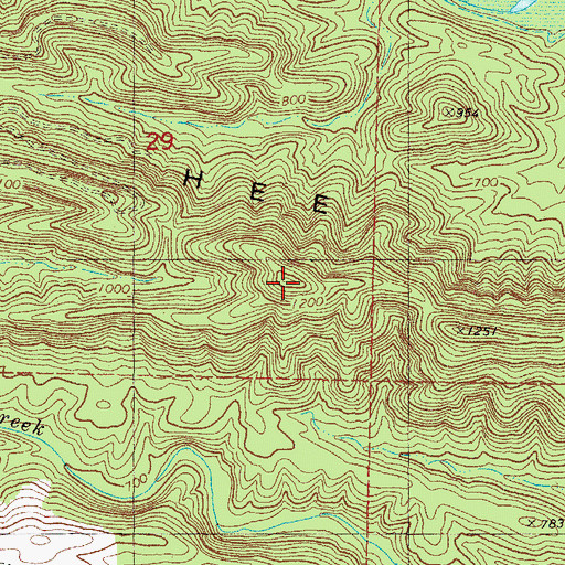 Topographic Map of Hee Mountain, OK