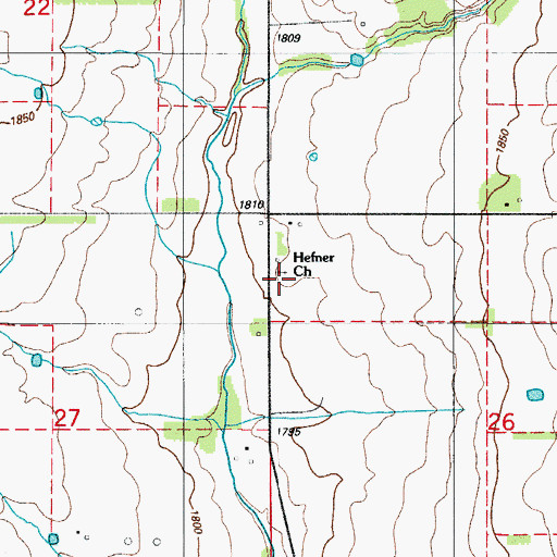 Topographic Map of Hefner Church, OK