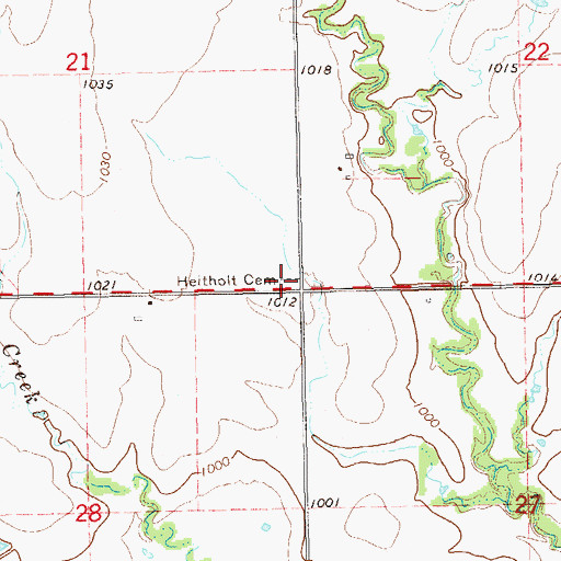 Topographic Map of Heitholt Cemetery, OK