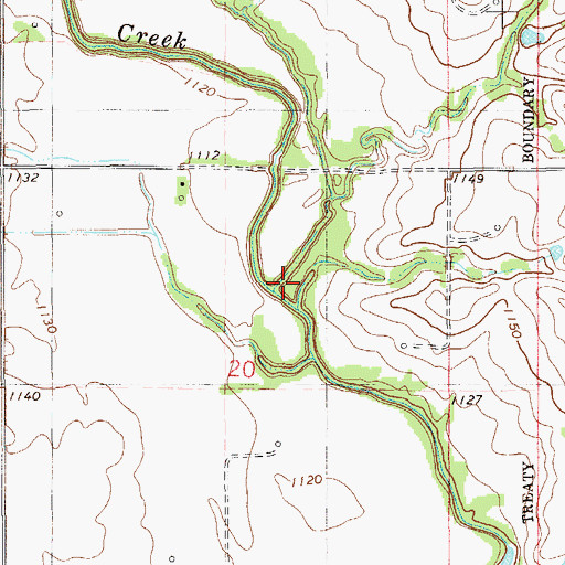 Topographic Map of Hell and Gone Creek, OK