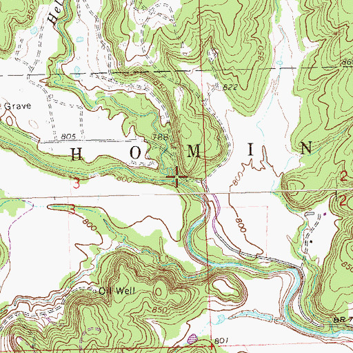 Topographic Map of Hellroaring Creek, OK