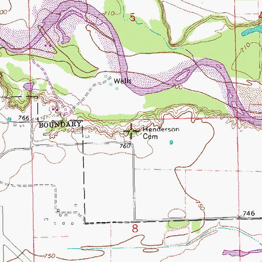 Topographic Map of Henderson Cemetery, OK