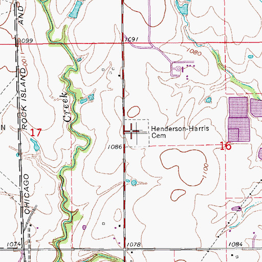Topographic Map of Henderson - Harris Cemetery, OK