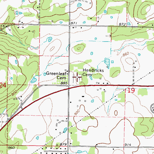 Topographic Map of Hendricks Cemetery, OK