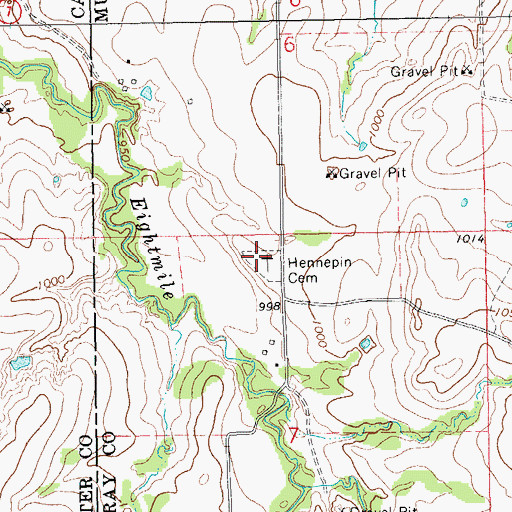Topographic Map of Hennepin Cemetery, OK