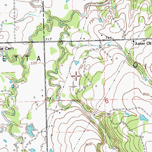 Topographic Map of Henryetta Oil and Gas Field, OK
