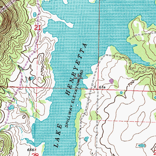Topographic Map of Lake Henryetta, OK