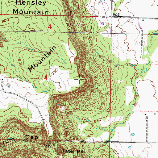 Topographic Map of Hensley Mountain, OK