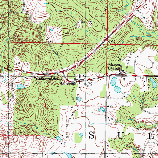 Topographic Map of Herndon School, OK