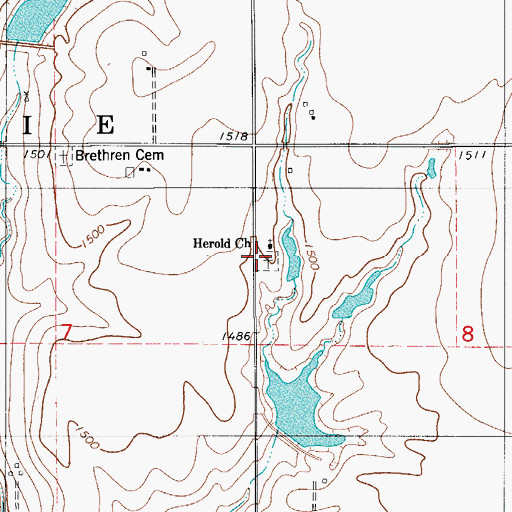 Topographic Map of Herold Church, OK