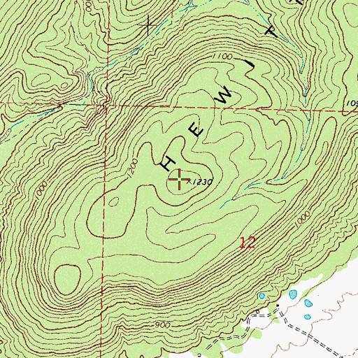 Topographic Map of Hewitt Mountain, OK
