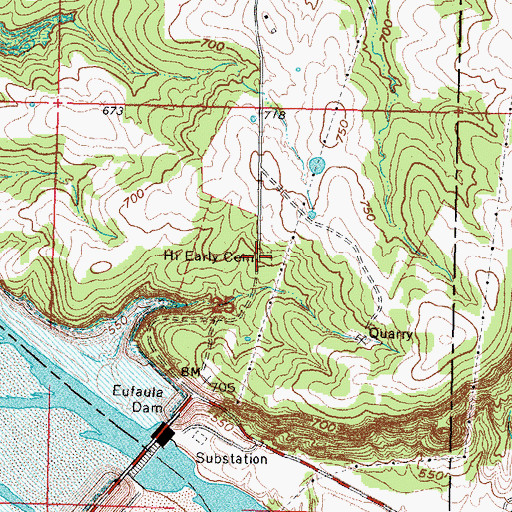 Topographic Map of Hi Early Cemetery, OK