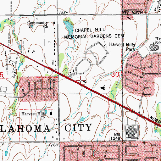 Topographic Map of Hi-Way Church, OK