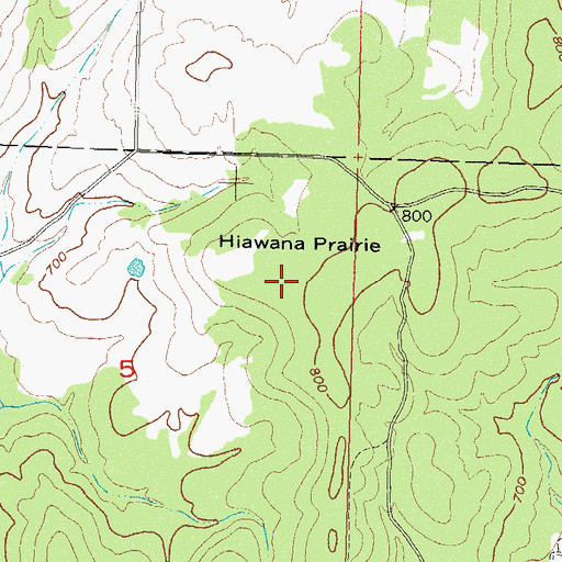Topographic Map of Hiawana Prairie, OK