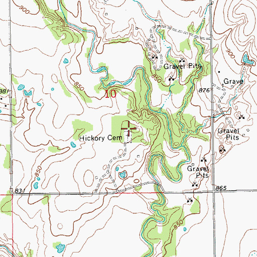 Topographic Map of Hickory Cemetery, OK