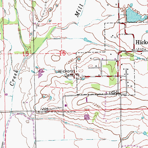 Topographic Map of Hickory Cemetery, OK