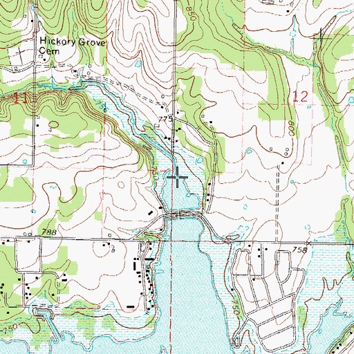 Topographic Map of Hickory Creek, OK