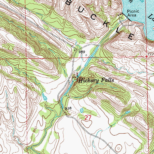Topographic Map of Hickory Falls, OK