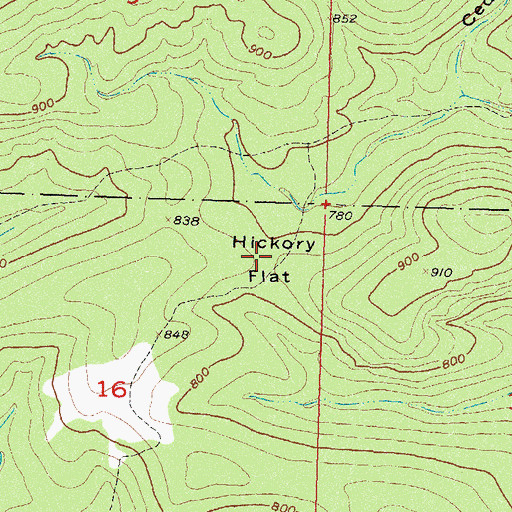 Topographic Map of Hickory Flat, OK