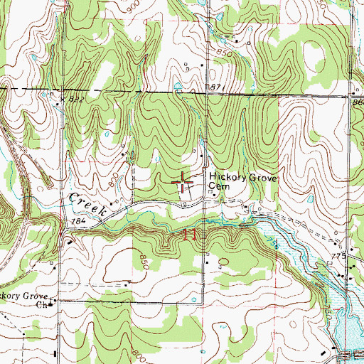 Topographic Map of Hickory Grove Cemetery, OK